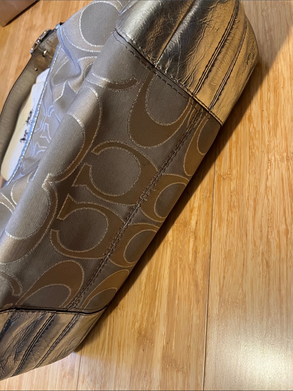 Coach Metallic Gray Shoulder Bag - Picture 7 of 8
